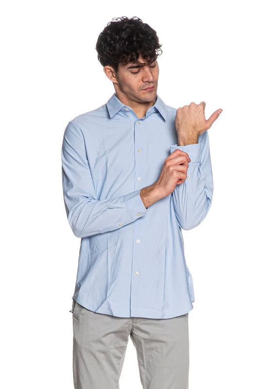 GUESS Camicia gessata celeste e bianca GUESS