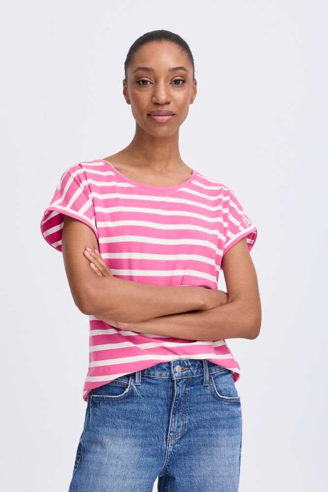 B.YOUNG T-shirt a righe rosa e bianca B.YOUNG
