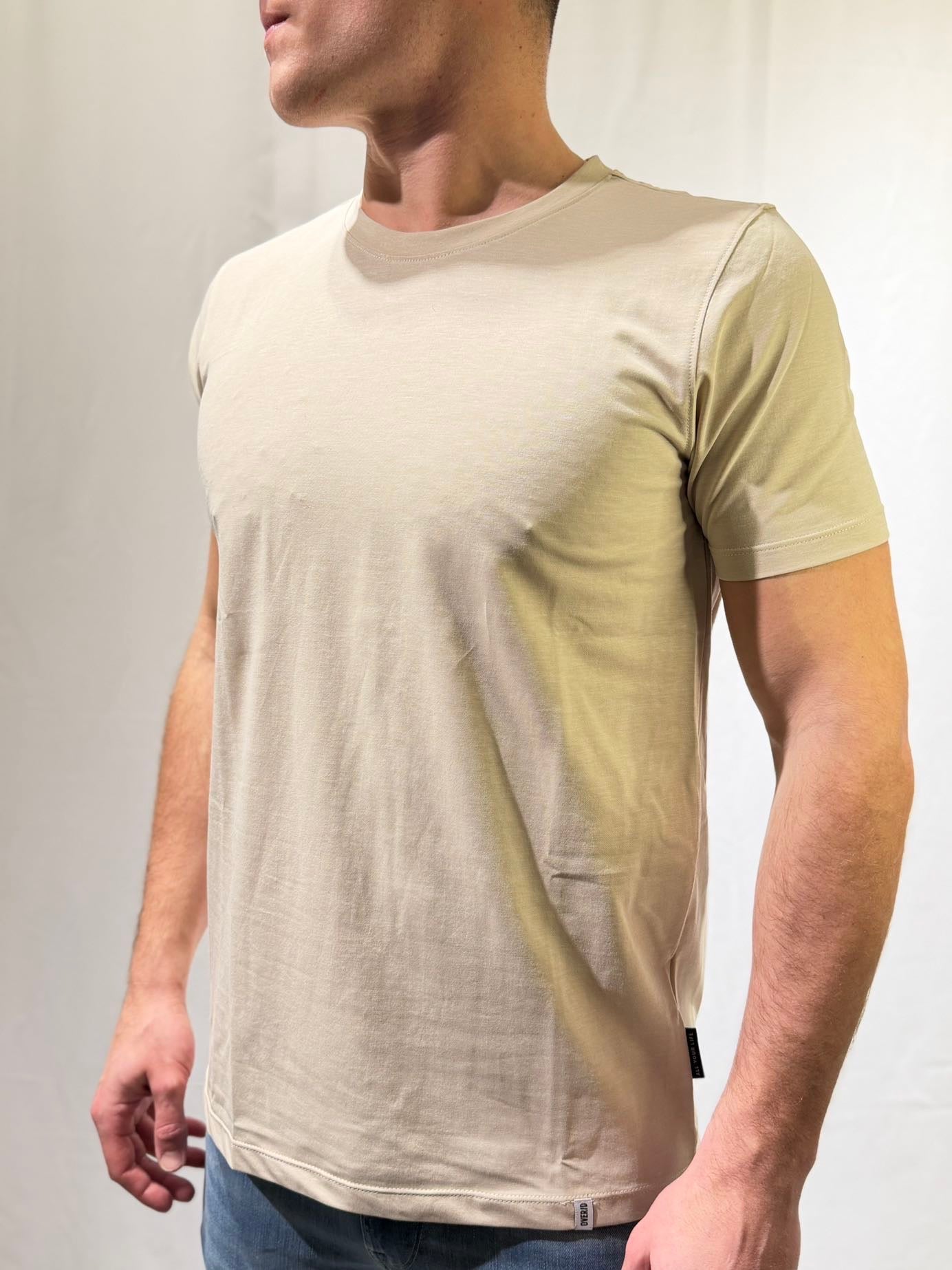 OVER-D T-shirt in micro piquet beige OVER-D