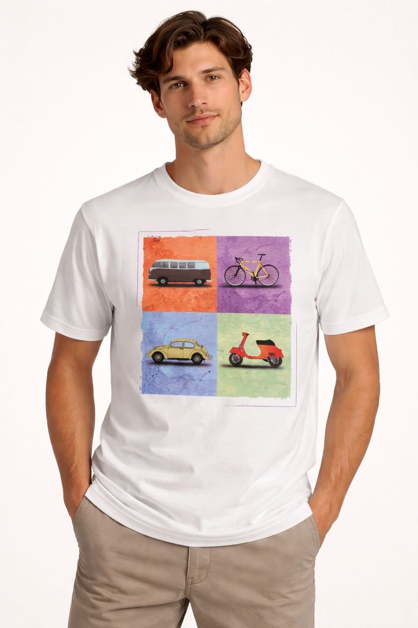 OVER-D T-shirt bianca con stampa centrale OVER-D