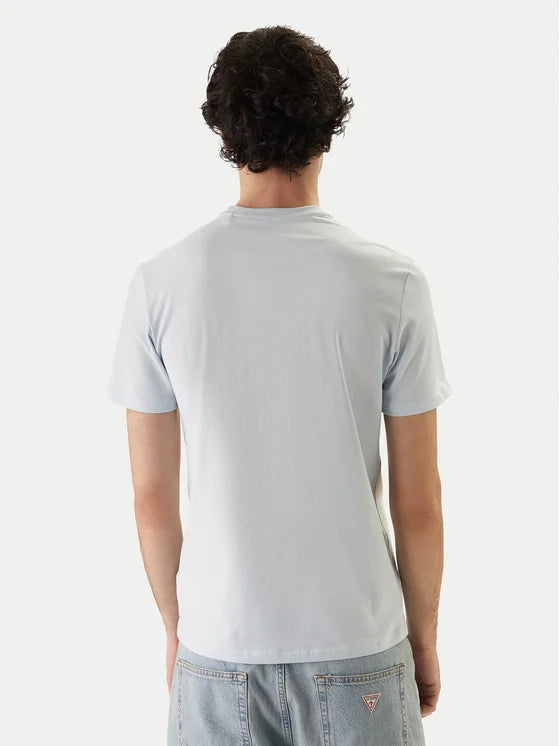 GUESS T-shirt bianca con logo triangolo stampato GUESS