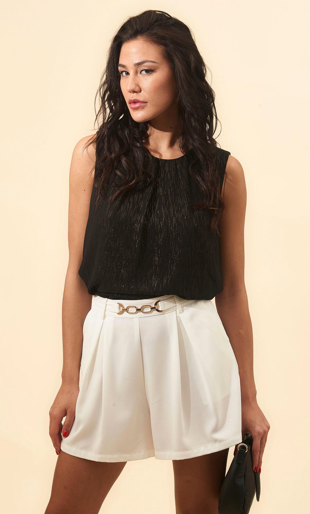 KORALLINE Top nero in georgette lurex KORALLINE