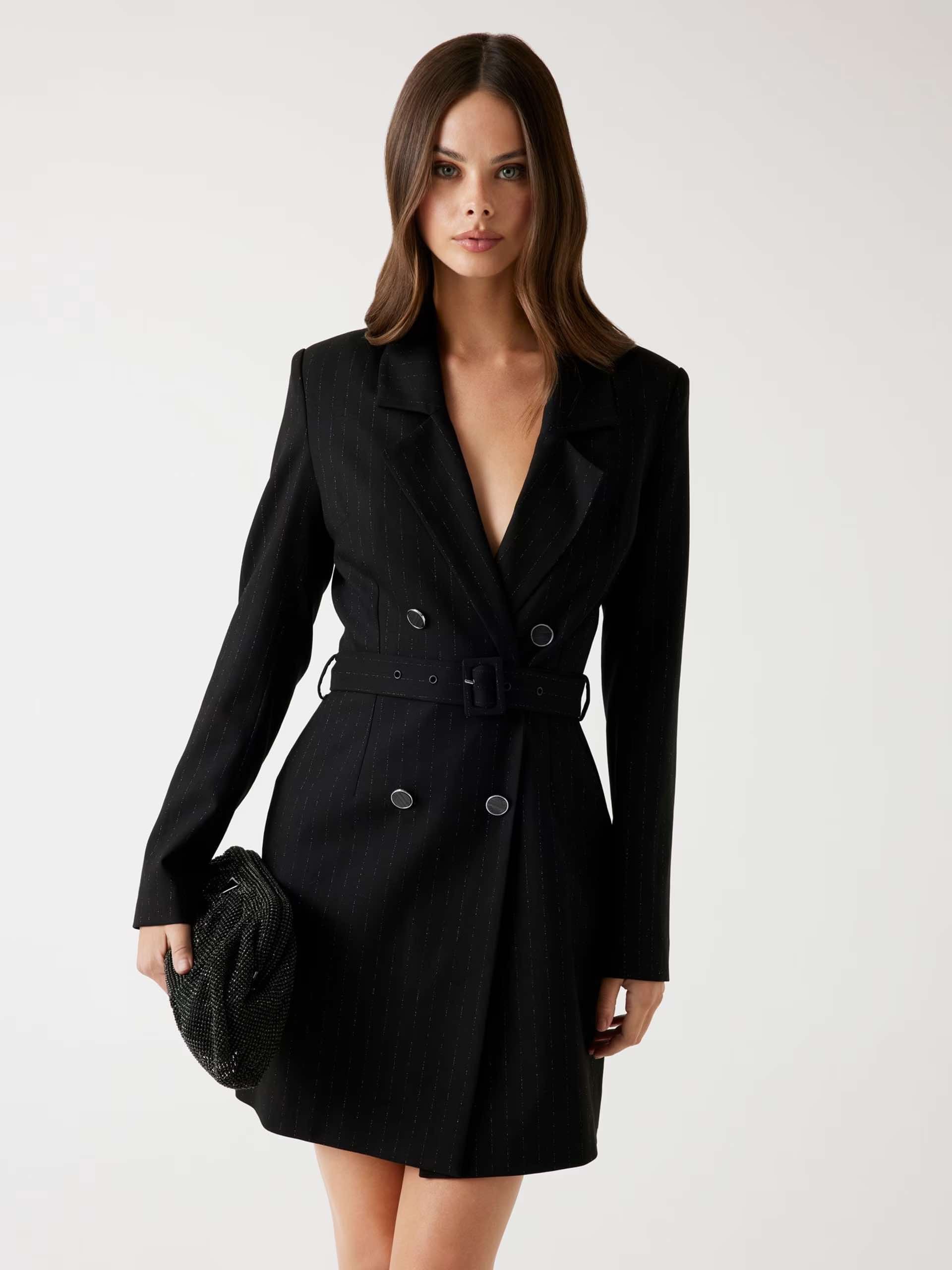 GUESS Vestito blazer gessato nero GUESS