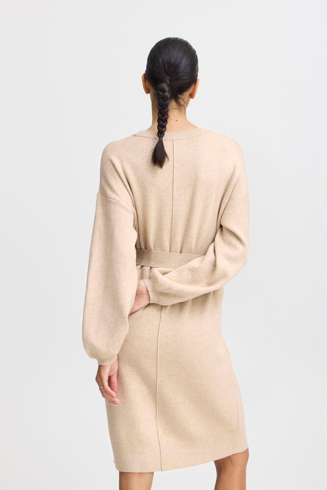 B.YOUNG Abito in maglia girocollo beige B.YOUNG