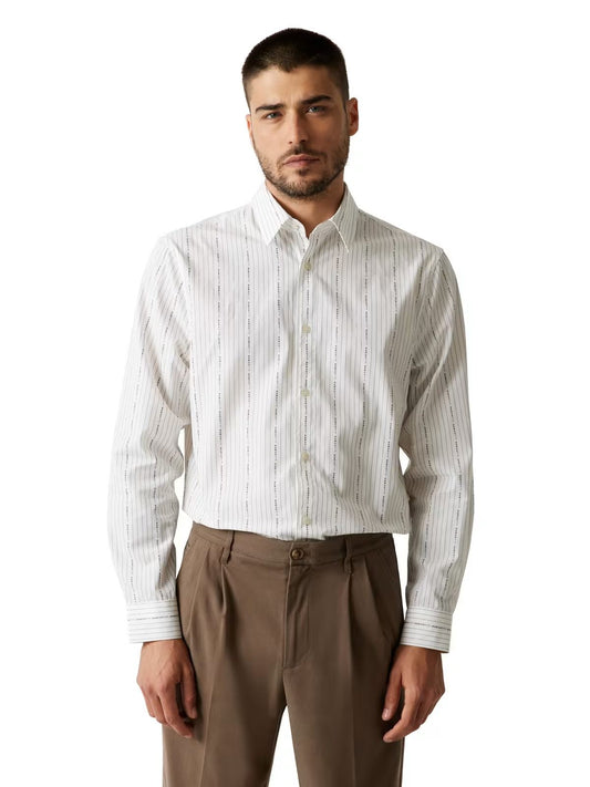 GUESS Camicia bianca con righe sottili blu GUESS