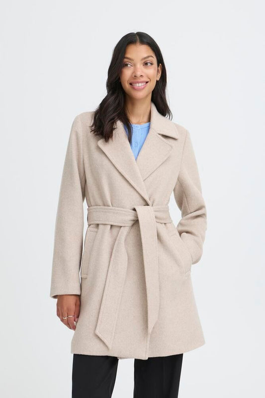B.YOUNG Cappotto con cintura beige B.YOUNG