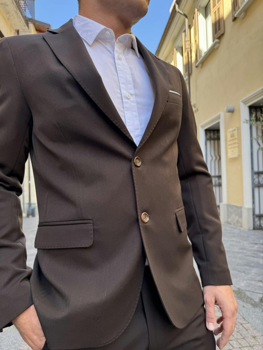 OVER-D Abito con giacca due bottoni + pantalone taglio sartoriale Moro OVER-D