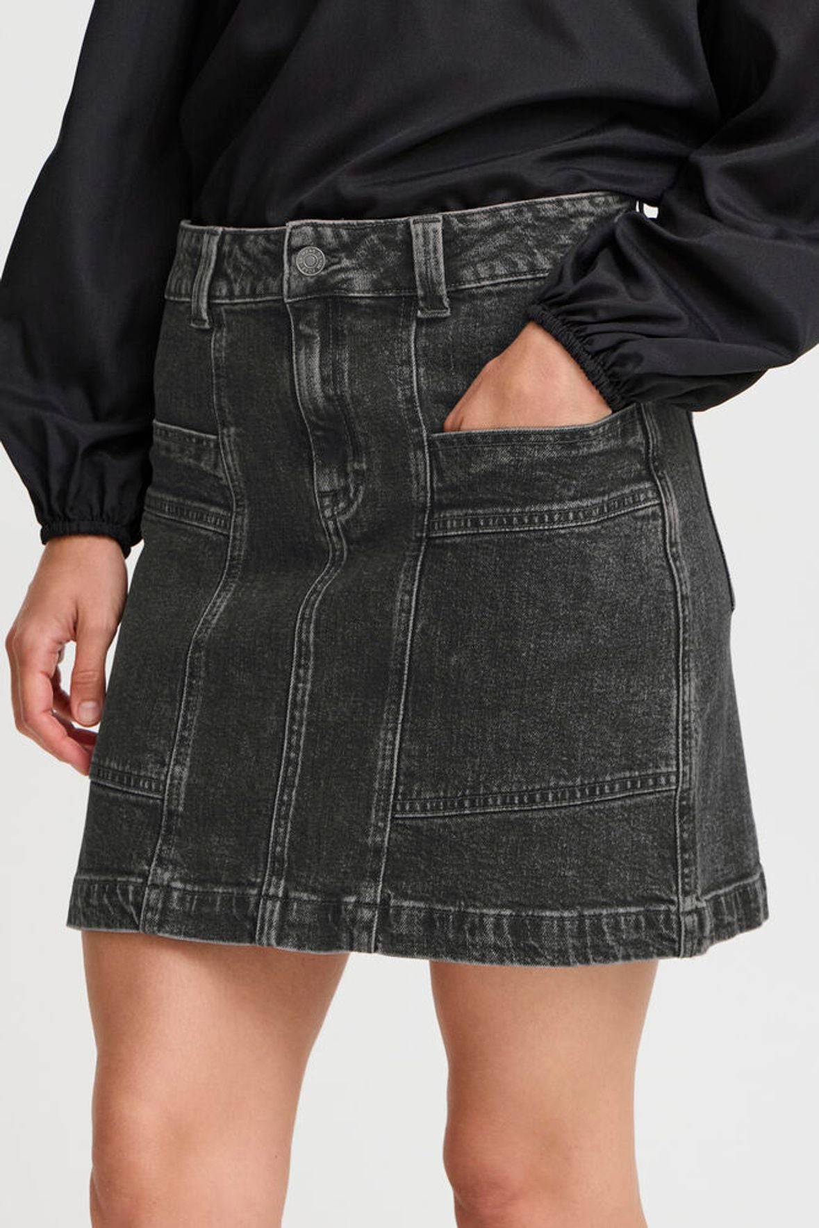 B.YONG Gonna in denim grigio 20815550