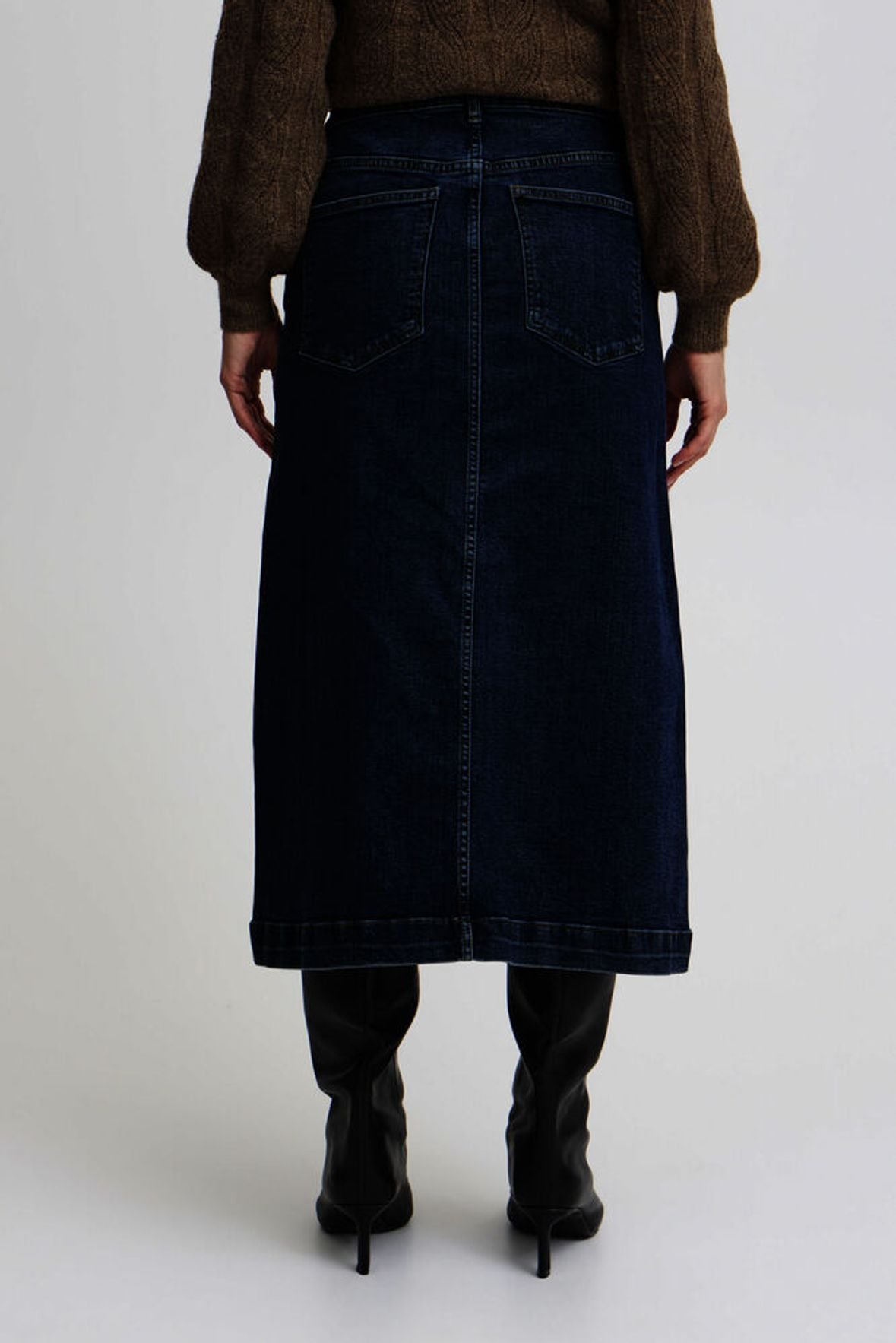 B.YOUNG Gonna lunga in denim blu scuro 20815186