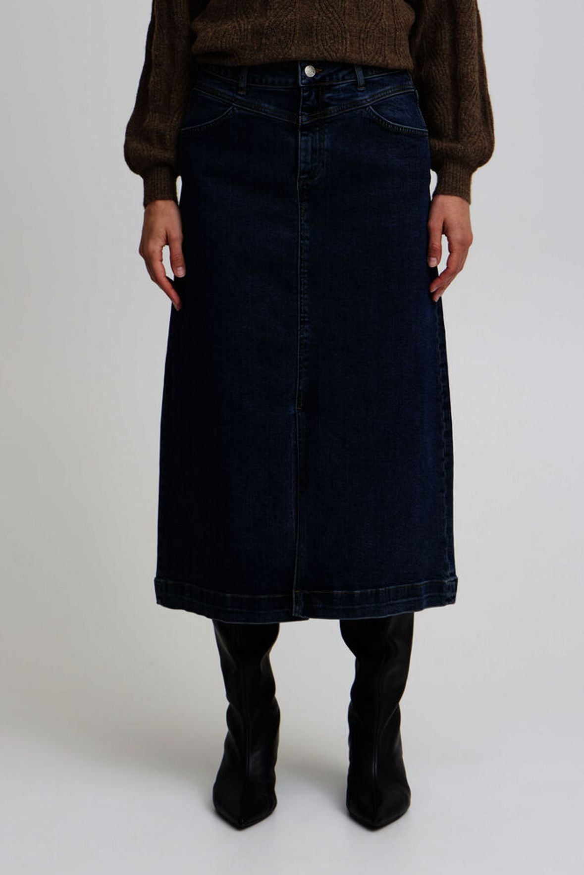 B.YOUNG Gonna lunga in denim blu scuro 20815186