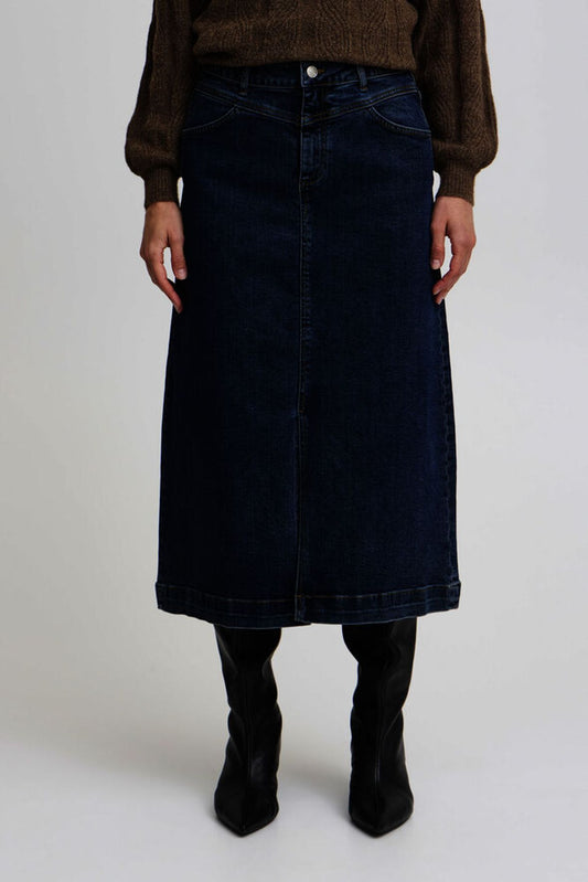 B.YOUNG Gonna lunga in denim blu scuro 20815186
