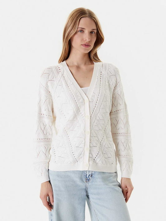 GUESS Cardigan con motivo e 5 bottoni bianco GUESS