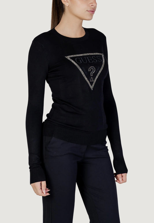 GUESS Maglia con logo triangolo iconico nera