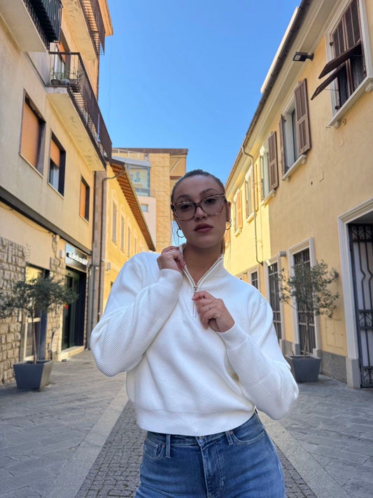 GUESS Maglione con zip bianco GUESS