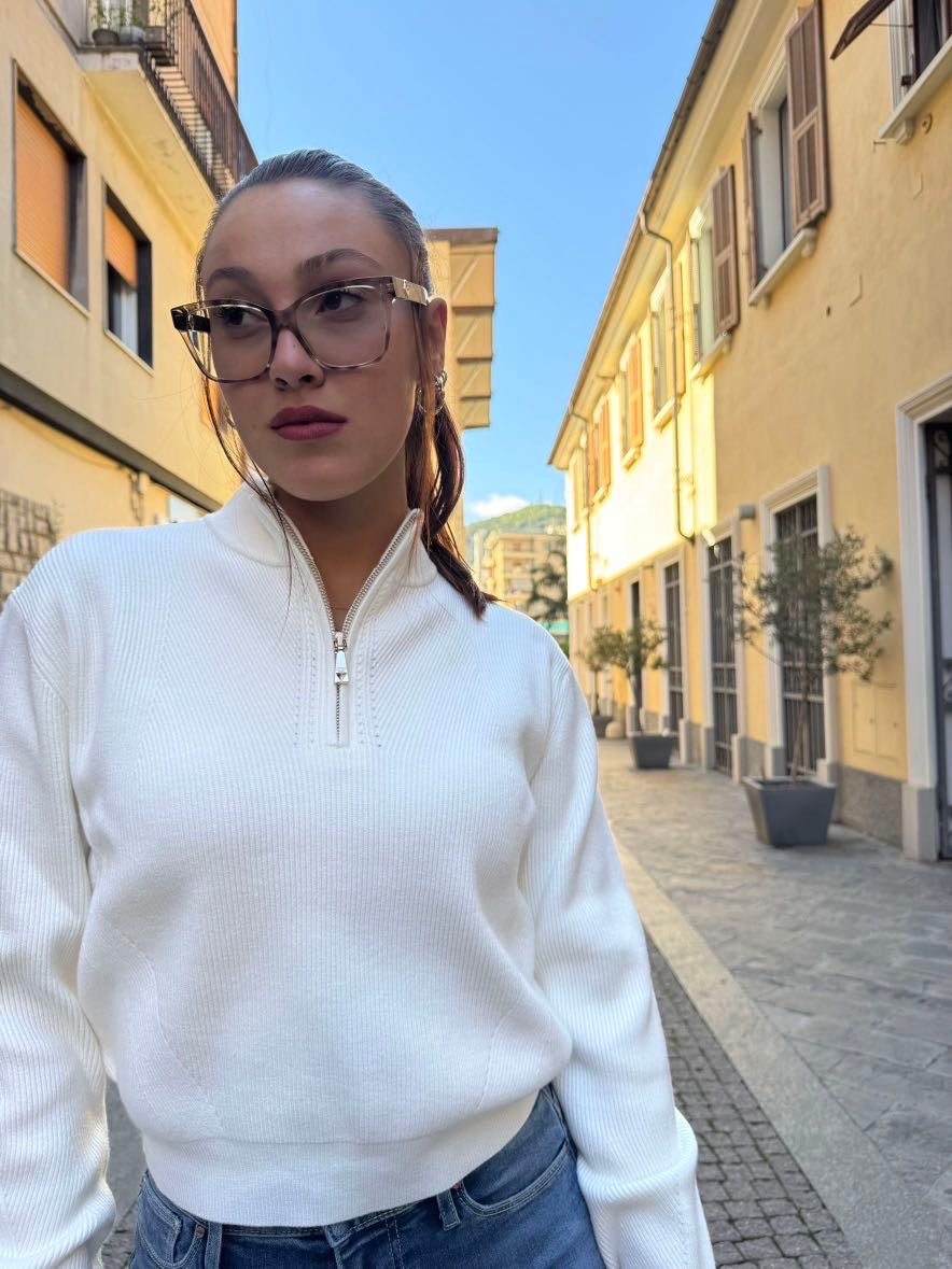 GUESS Maglione con zip bianco GUESS