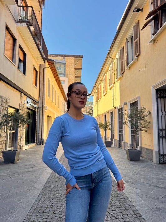 KORALLINE Maglioncino girocollo basica azzurra KORALLINE