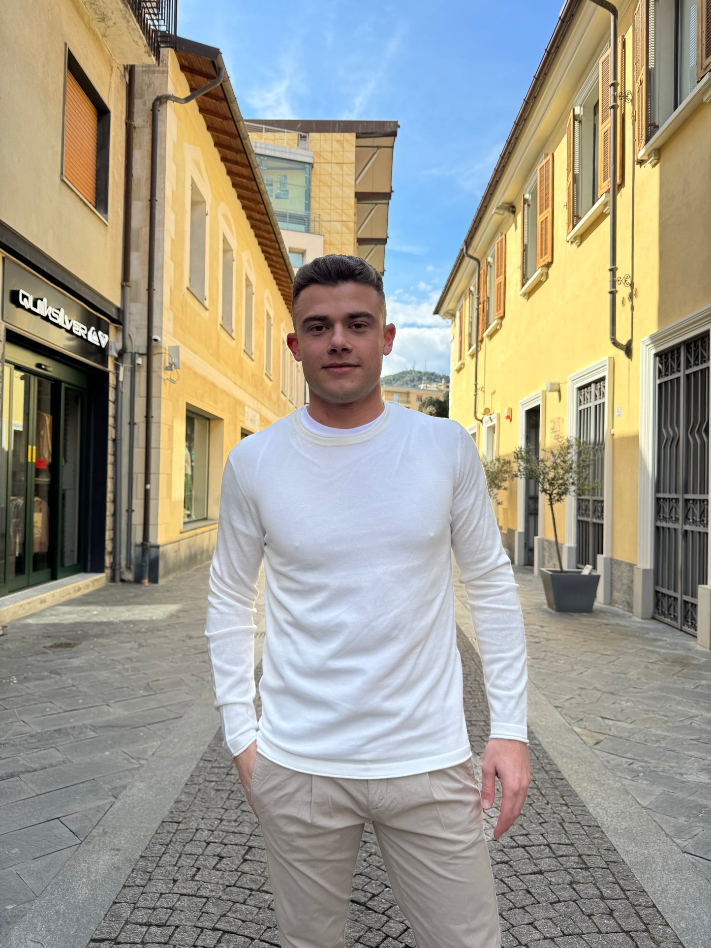 OVER-D Maglioncino girocollo in filo bianco