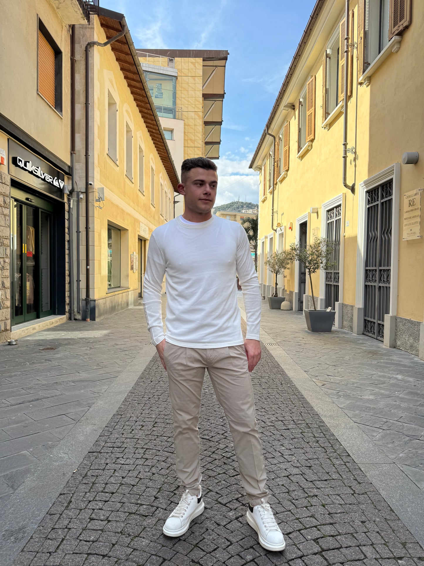 OVER-D Maglioncino girocollo in filo bianco