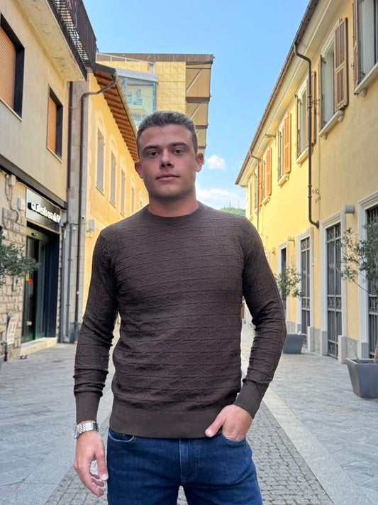 OVER-D Maglioncino paricollo con motivo moro