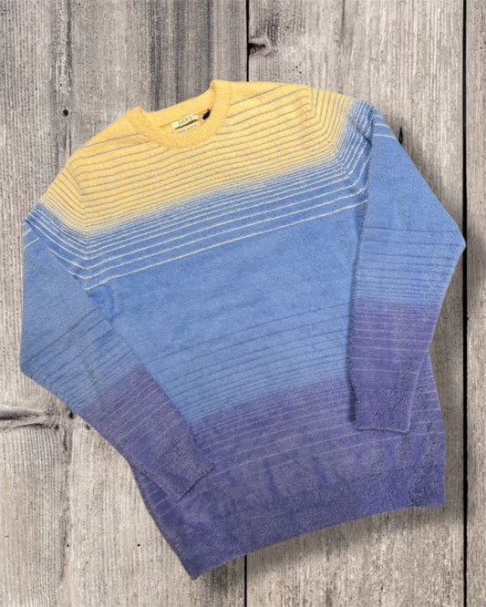 OVER-D Maglione girocollo a righe blu multicolor