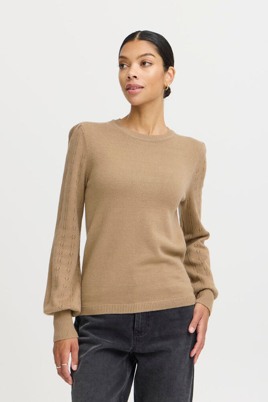 B.YOUNG Maglione Minimal Chic con Maniche Lavorate beige B.YOUNG