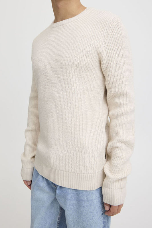 BLEND Maglione girocollo a coste panna BLEND