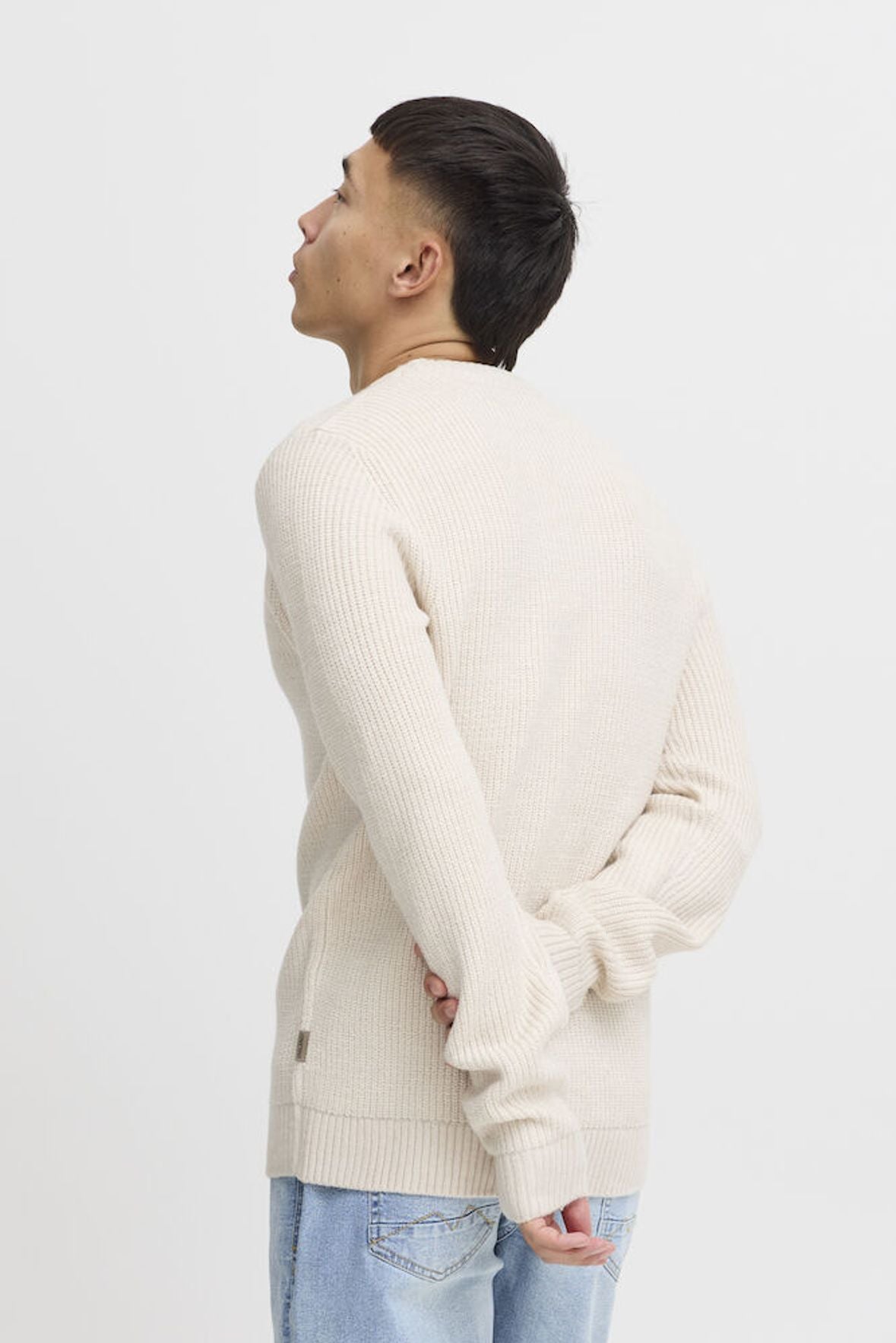 BLEND Maglione girocollo a coste panna BLEND