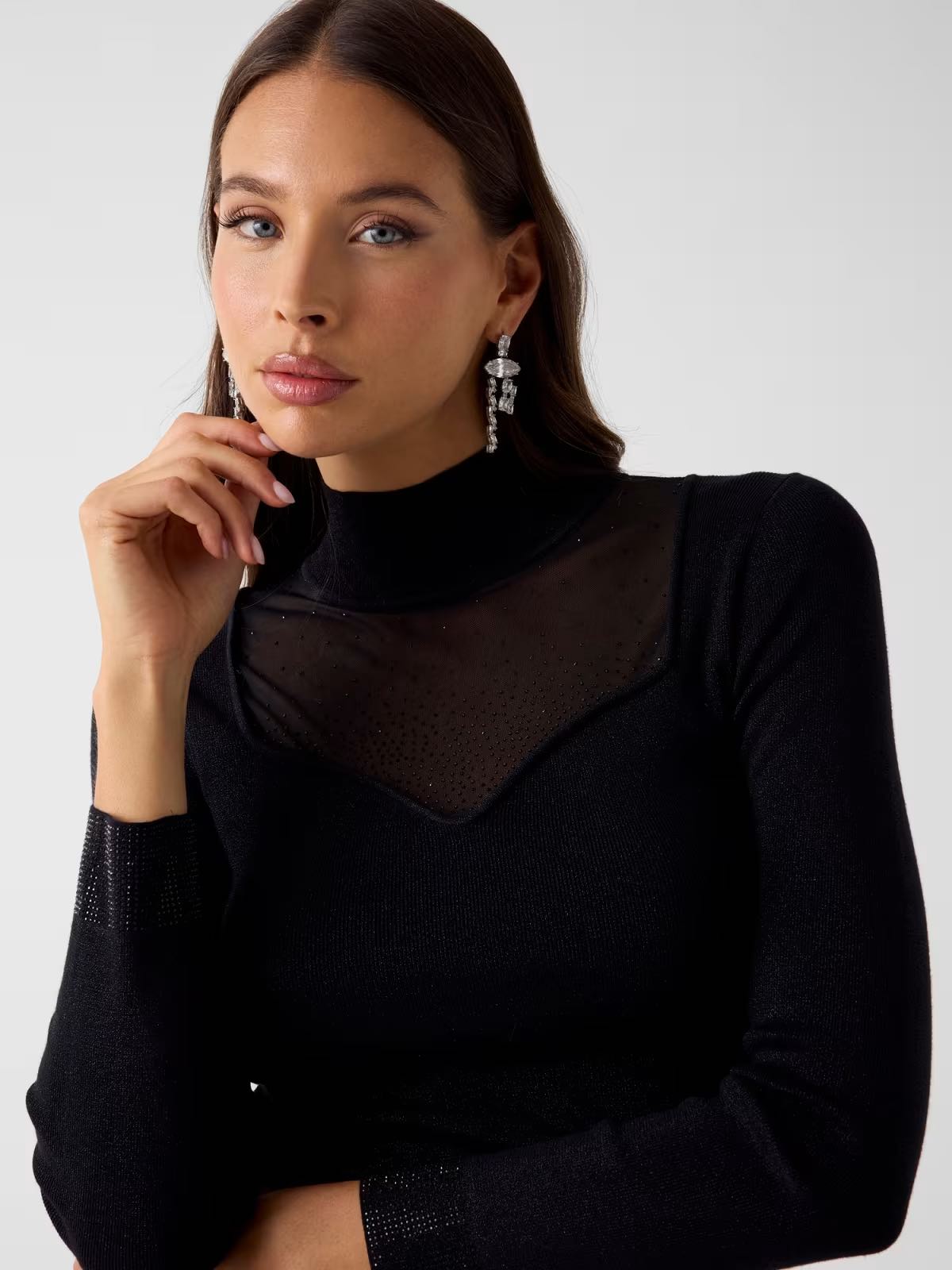 GUESS Maglia con strass nera