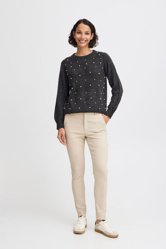 B.YOUNG Maglione morbido nero con perle B.YOUNG