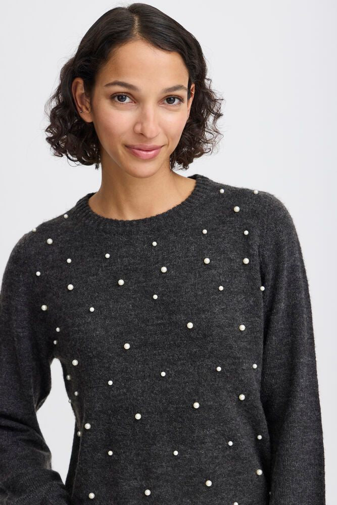 B.YOUNG Maglione morbido nero con perle B.YOUNG