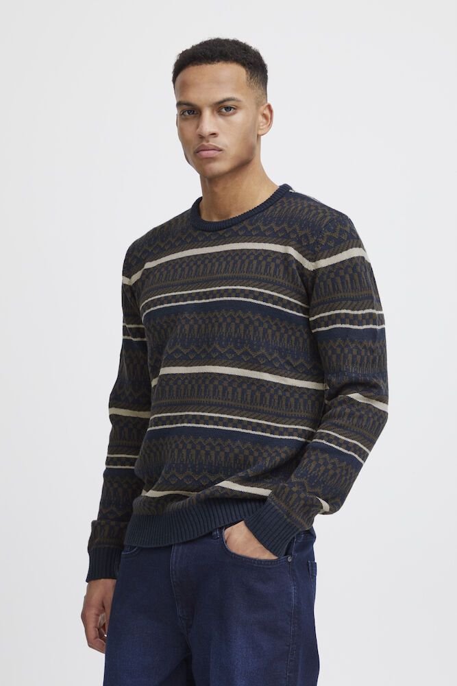 BLEND Maglione girocollo a righe blu BLEND