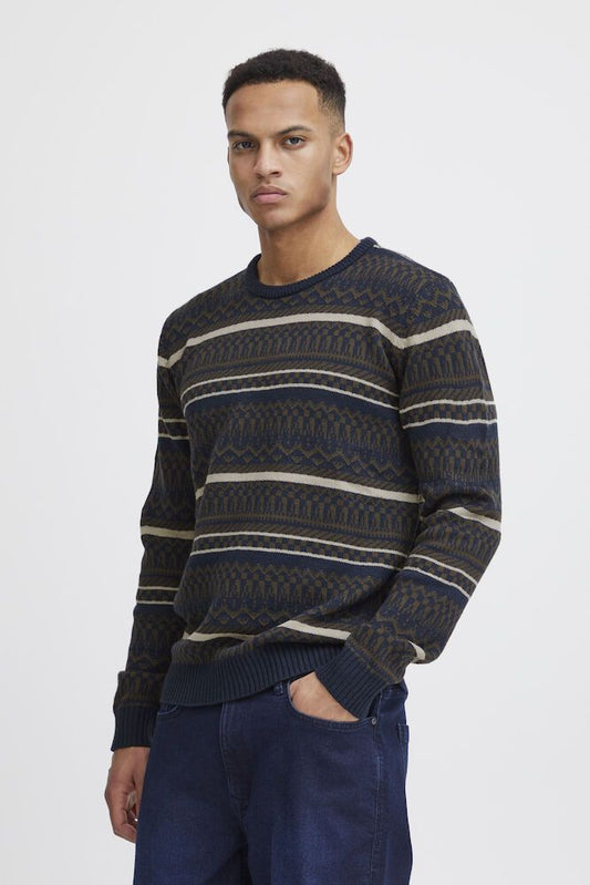 BLEND Maglione girocollo a righe blu BLEND