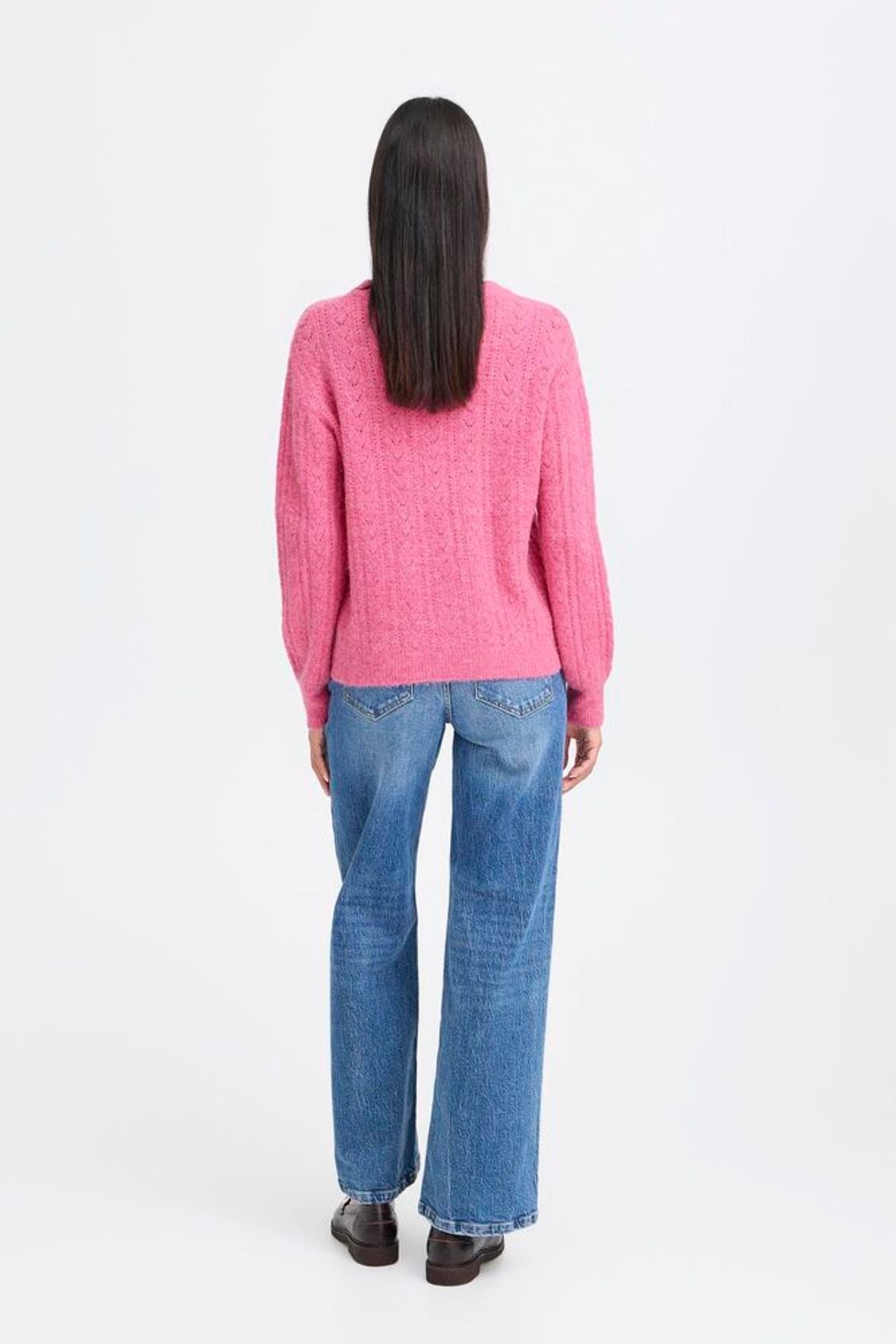 B.YOUNG Maglione morbido rosa con texture traforata B.YOUNG