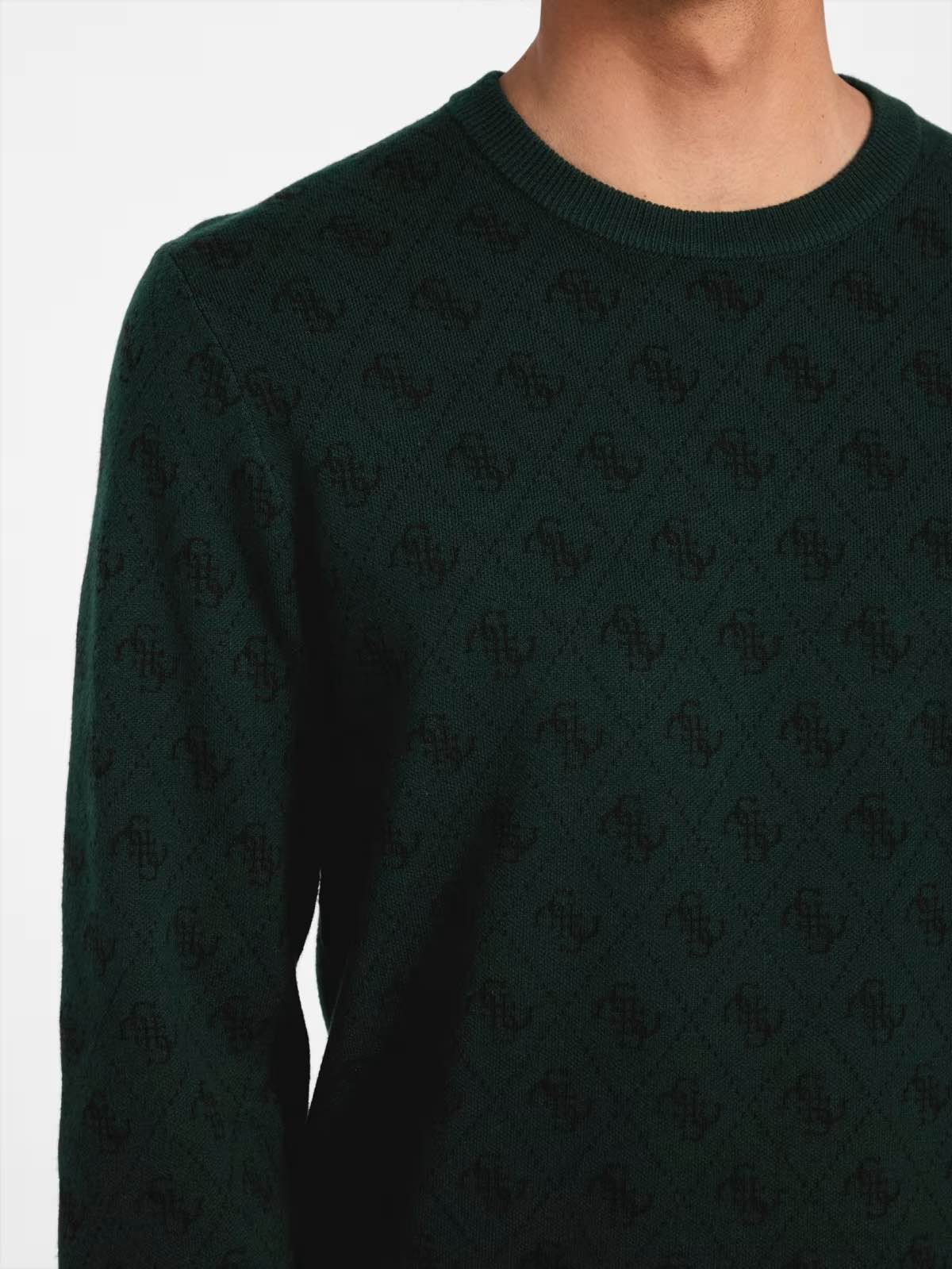 GUESS Maglione girocollo verde con logo 4g GUESS