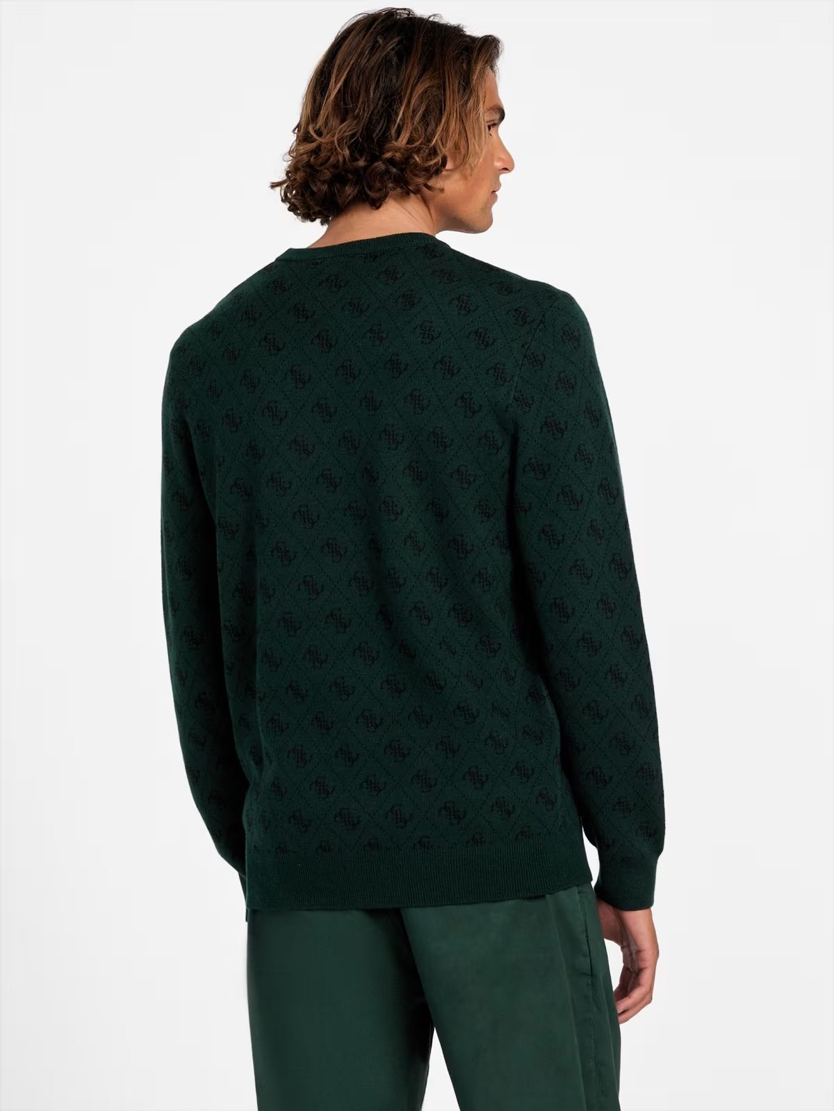 GUESS Maglione girocollo verde con logo 4g GUESS