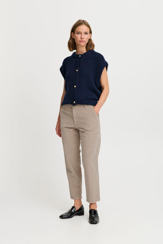 B.YOUNG Pantalone cropped in velluto beige 20815534