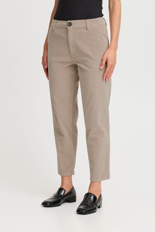B.YOUNG Pantalone cropped in velluto beige B.YOUNG