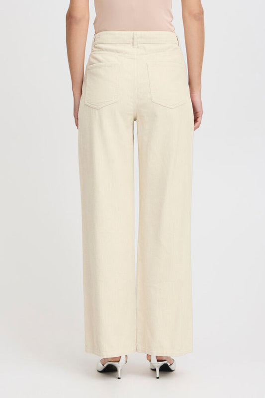 B.YOUNG Pantalone palazzo in velluto a coste panna B.YOUNG