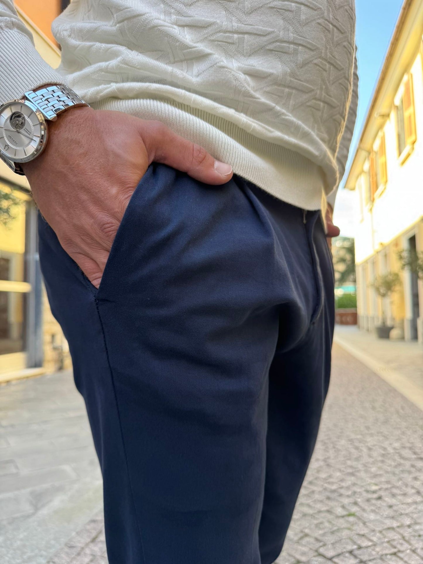 OVER-D Pantamolla con coulisse in vita blu