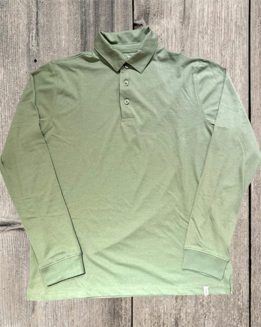 OVER-D Polo manica lunga verde salvia O03 OVER-D