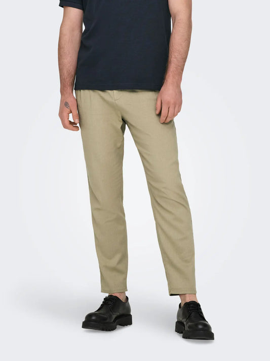 PANTALONE ONLY&SONS ONSLEO CROP MISTO LINO BEIGE 22025785