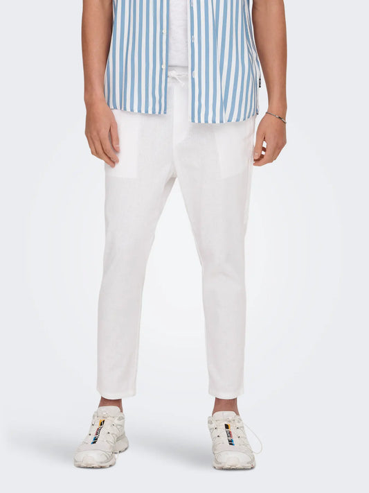 PANTALACCIO LINO ONLY&SONS BIANCO 22024966