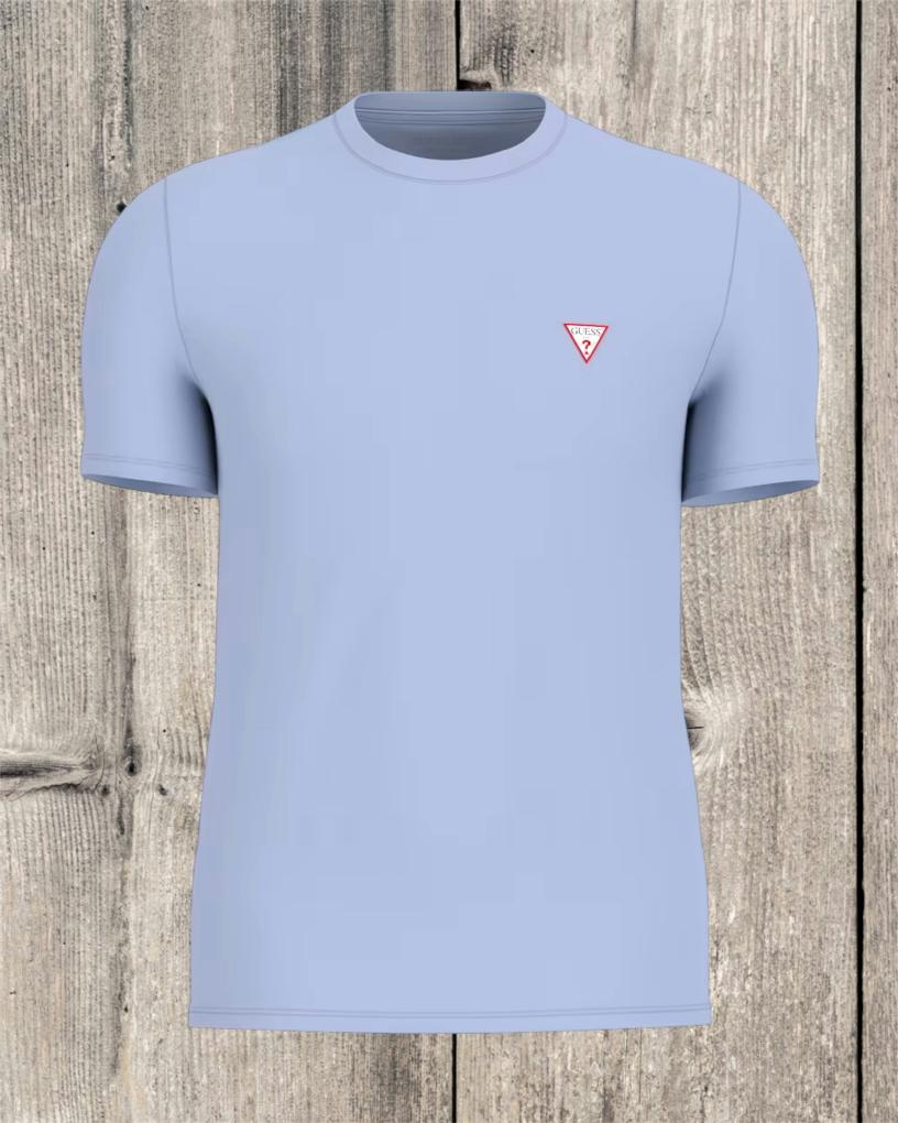 GUESS T-shirt logo piccolo triangolo celeste M2YI24