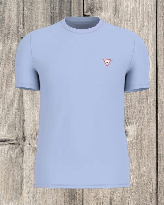 GUESS T-shirt logo piccolo triangolo celeste M2YI24