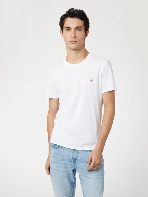 GUESS T-shirt logo piccolo triangolo bianca