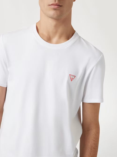 GUESS T-shirt logo piccolo triangolo bianca