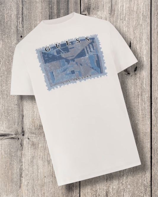 GUESS T-shirt bianca con stampa frontale GUESS
