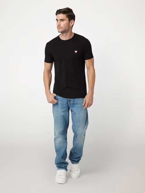 GUESS T-shirt logo piccolo triangolo nera GUESS