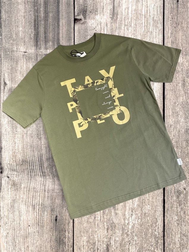 OVER-D T-shirt verde militare con stampa OVER-D