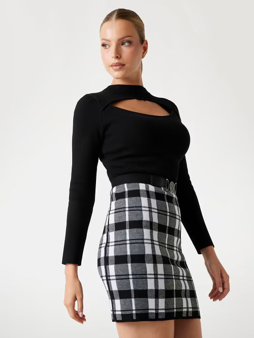 GUESS Abito Corto Nero in Maglina Elasticizzata GUESS